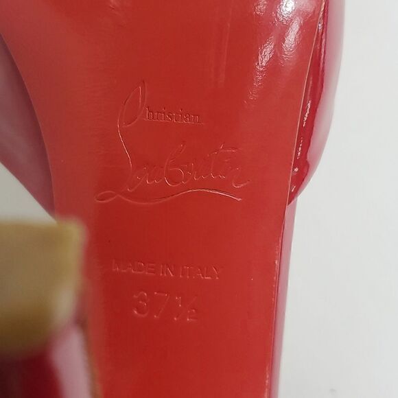 Christian Louboutin Patent Peep Toe Red Heels Size 37.5 - Picture 13 of 14